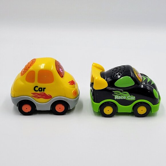 Vtech Go! Go! Smart Wheels Vehicles Lot Of 2 Yellow Car Black Race Car Tested - Picture 7 of 11